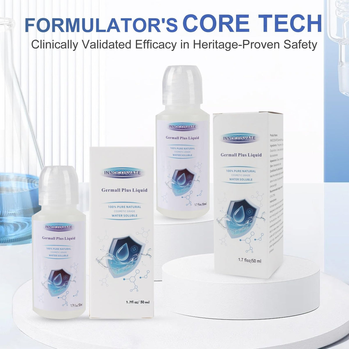 INNOCOSVATE Germall Plus close-up drop demonstrating clear texture and easy blending