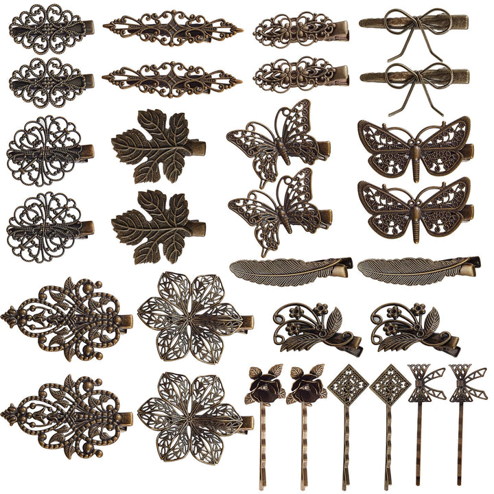 inSowni 30-pack layout showing assorted bronze clips and bobby pins for versatile styling
