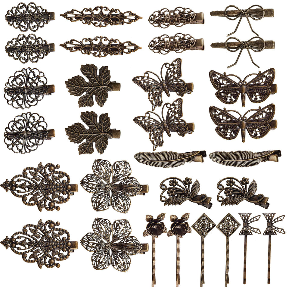 inSowni 30-pack layout showing assorted bronze clips and bobby pins for versatile styling