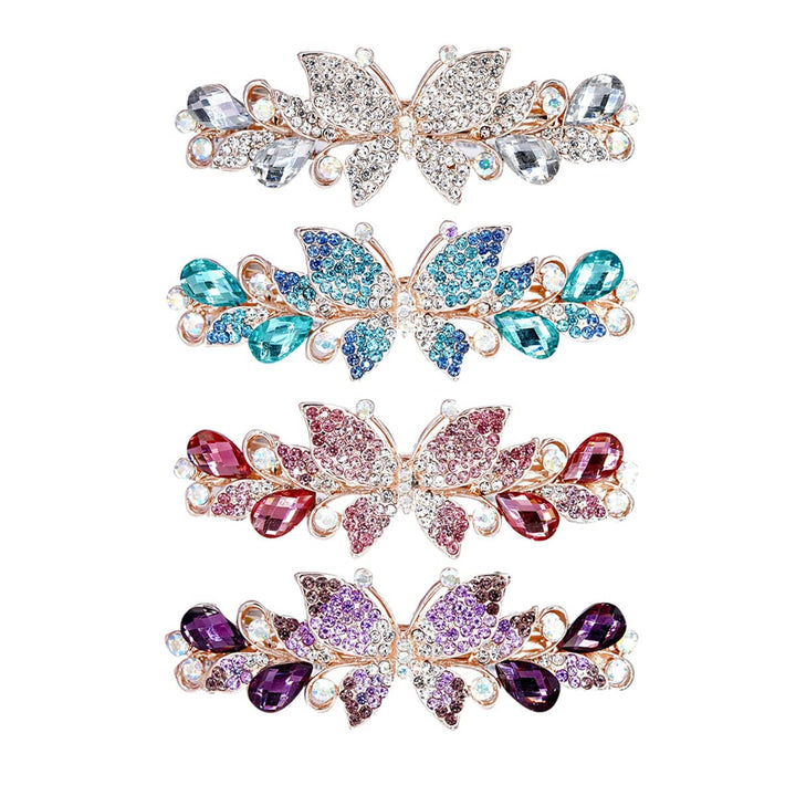 inSowni front view showing four jeweled butterfly barrettes, adds elegant sparkle