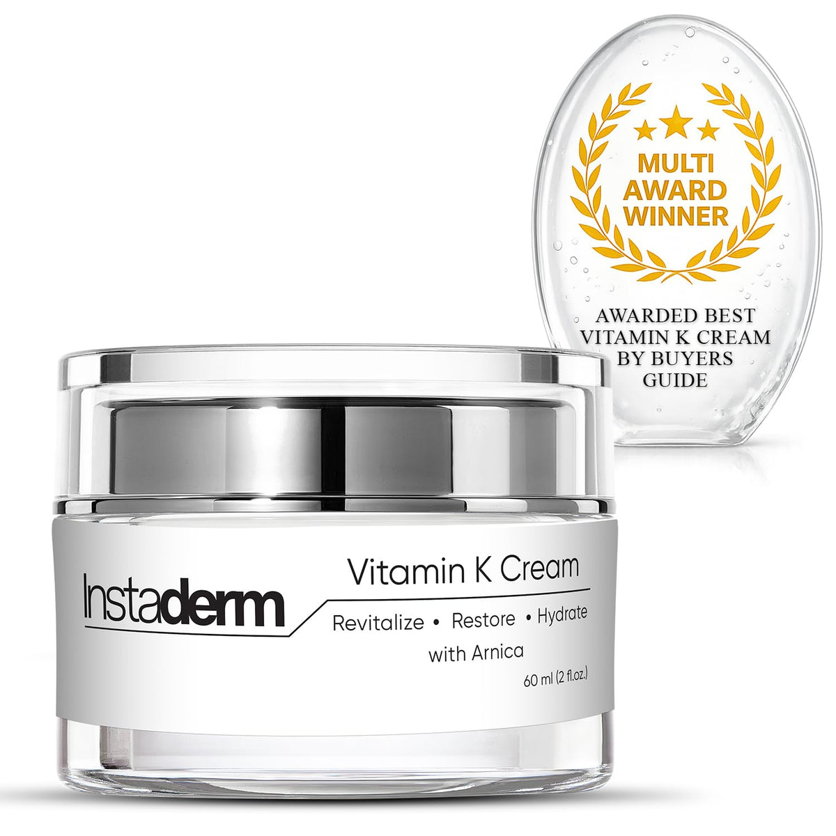 Instaderm front packaging showing product and clear branding for revitalized skin