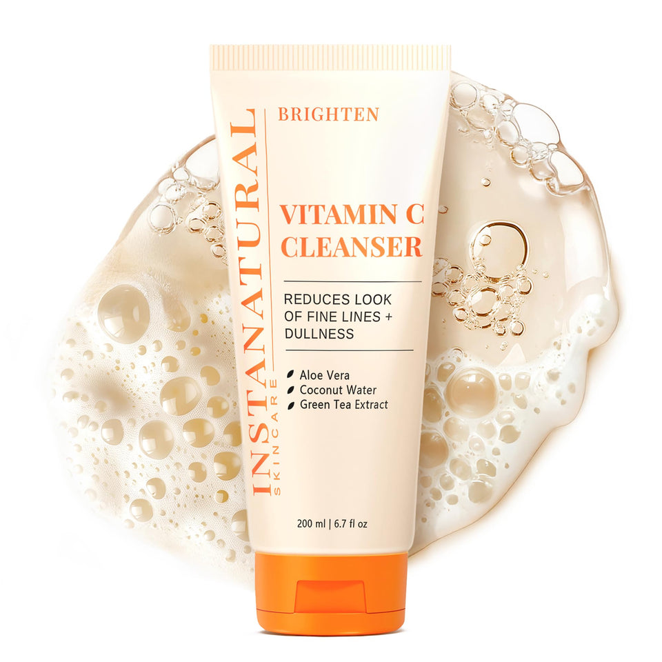InstaNatural front bottle showing label and brightening benefits