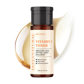 InstaNatural bottle front packaging shows toner and brightening benefit