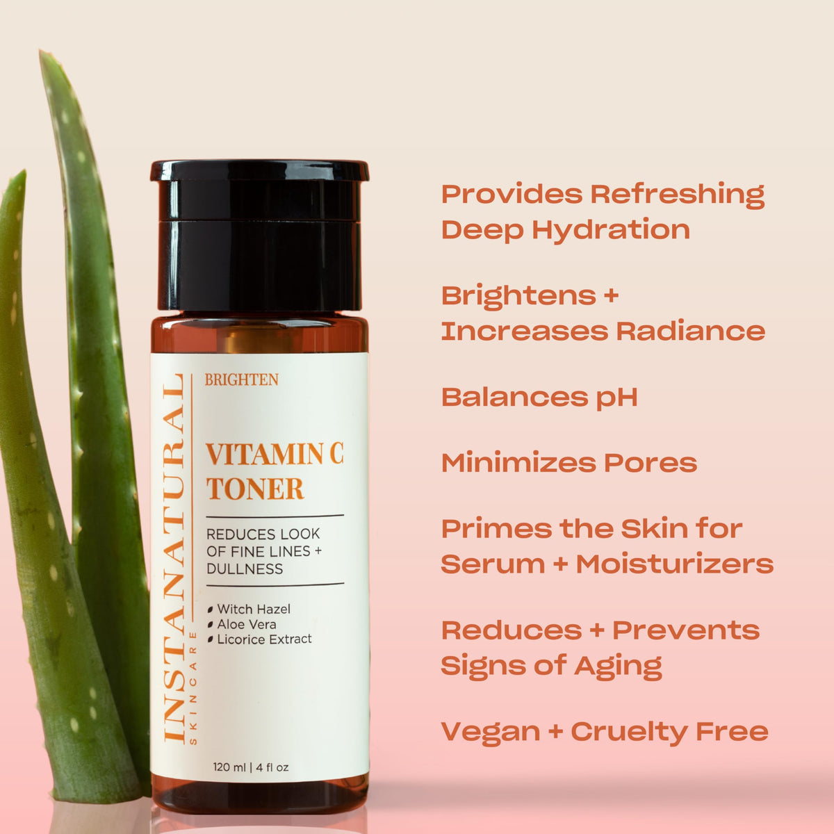 InstaNatural toner pouring texture highlighting lightweight, hydrating benefit