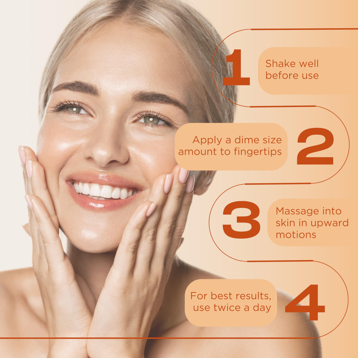 InstaNatural application on face demonstrating smooth absorption and glow