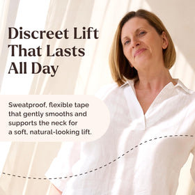 Instant Lifts Skinnies application demonstration on neck, illustrates quick lift benefit