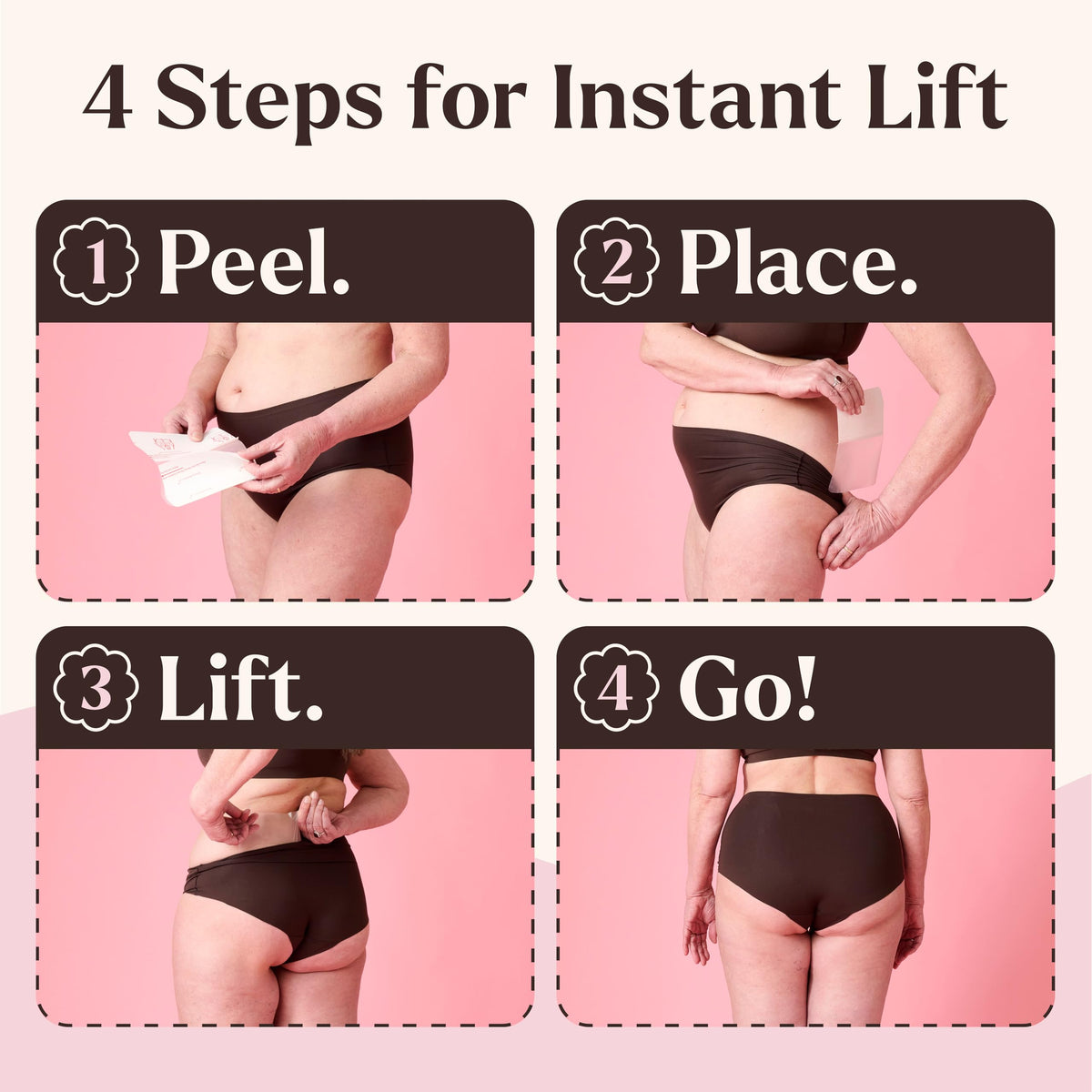 Instant Lifts strip invisible under dress showing discreet smoothing benefit