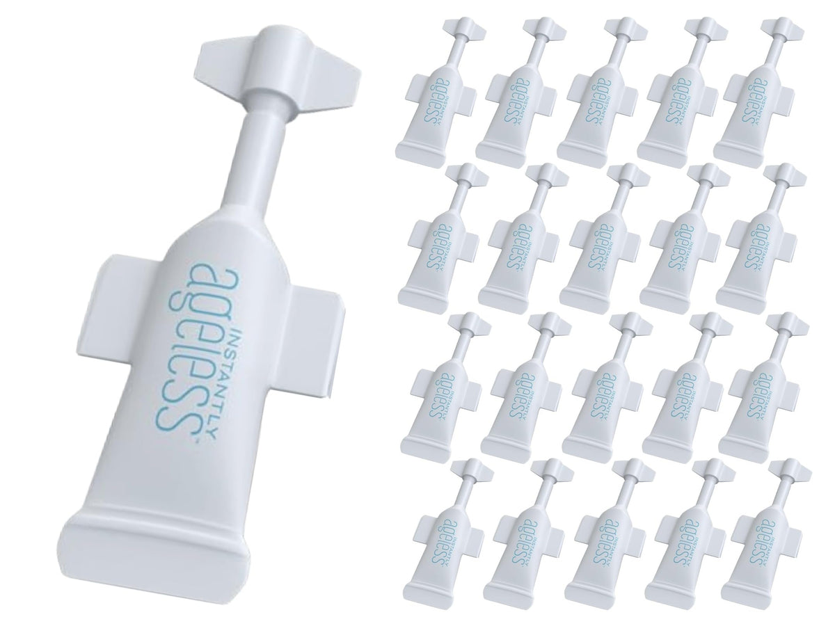 Instantly Ageless front packaging showing product and vials for immediate firming