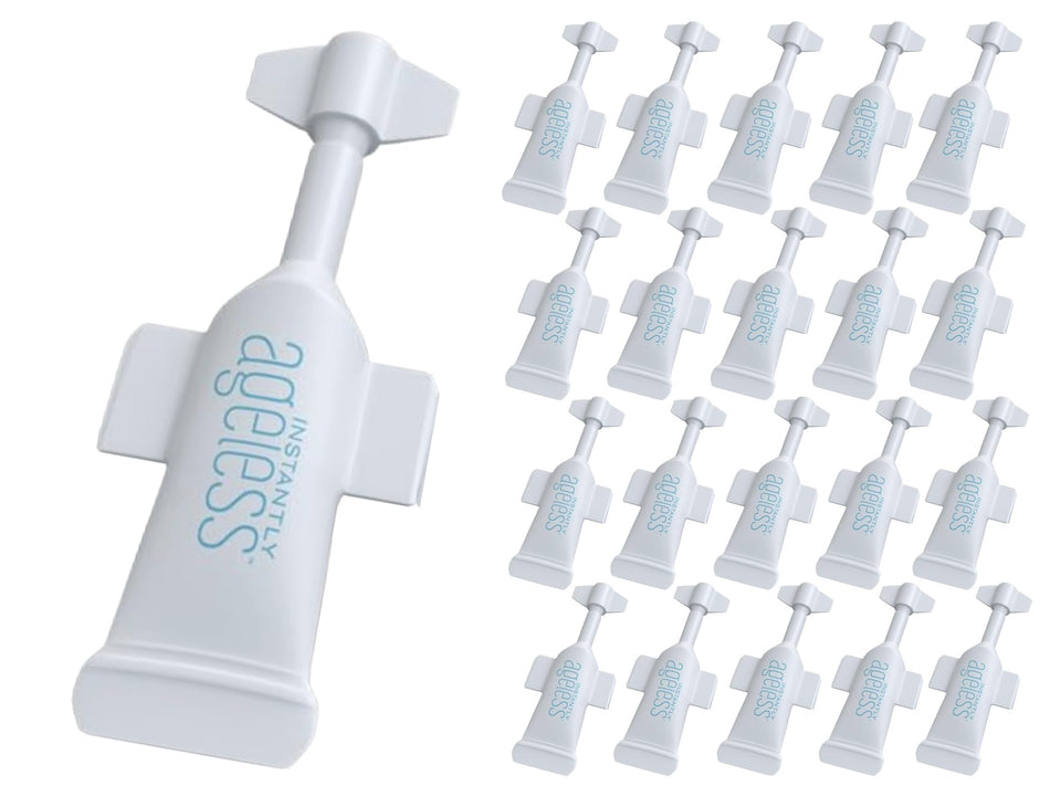 Instantly Ageless front packaging showing product and vials for immediate firming