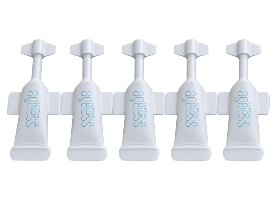 Instantly Ageless front vial packaging showing compact travel-ready design and benefit