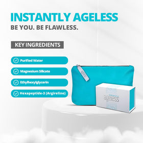 Instantly Ageless vial held in hand showing size and travel-friendly portability