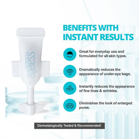 Instantly Ageless vial beside coin showing compact travel-friendly size