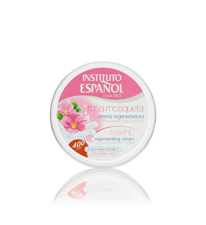 Instituto Español jar front showing packaging and reusable click lid benefiting easy application
