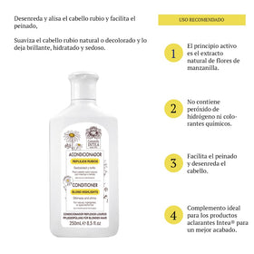 Intea conditioner applied to blonde hair in shower demonstrating hydration benefit
