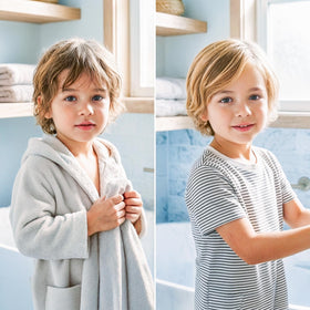 Child having hair washed with Intea shampoo showing safe use