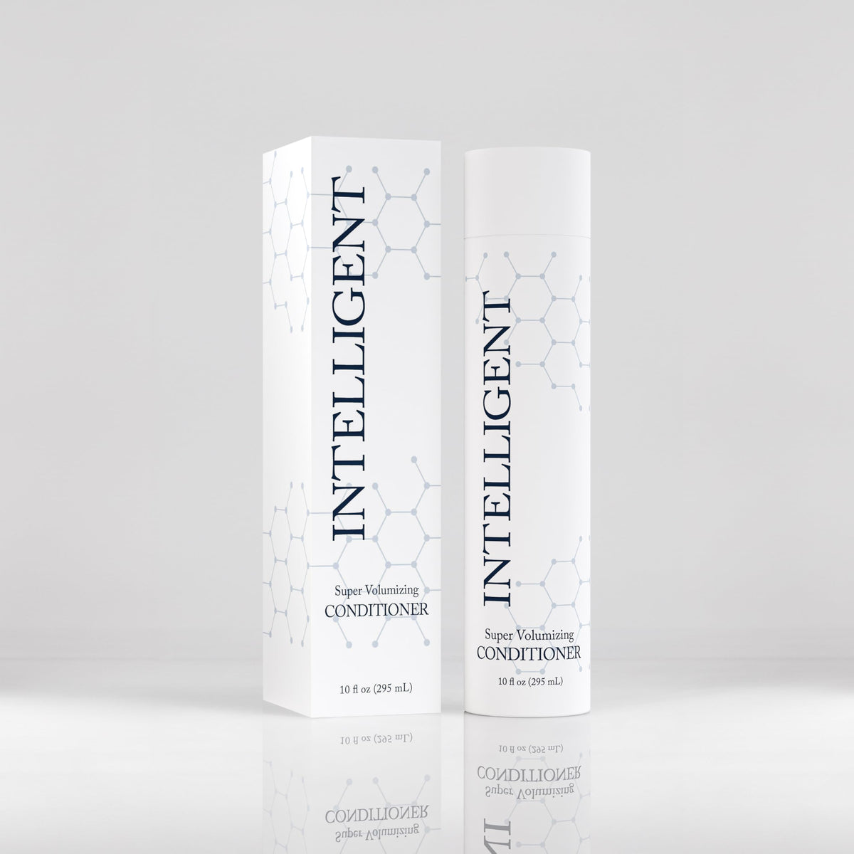 Intelligent Shop front packaging showing bottle and volume benefit