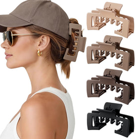 Interesse clip front view showing natural color and compact packaging, easy hat styling benefit