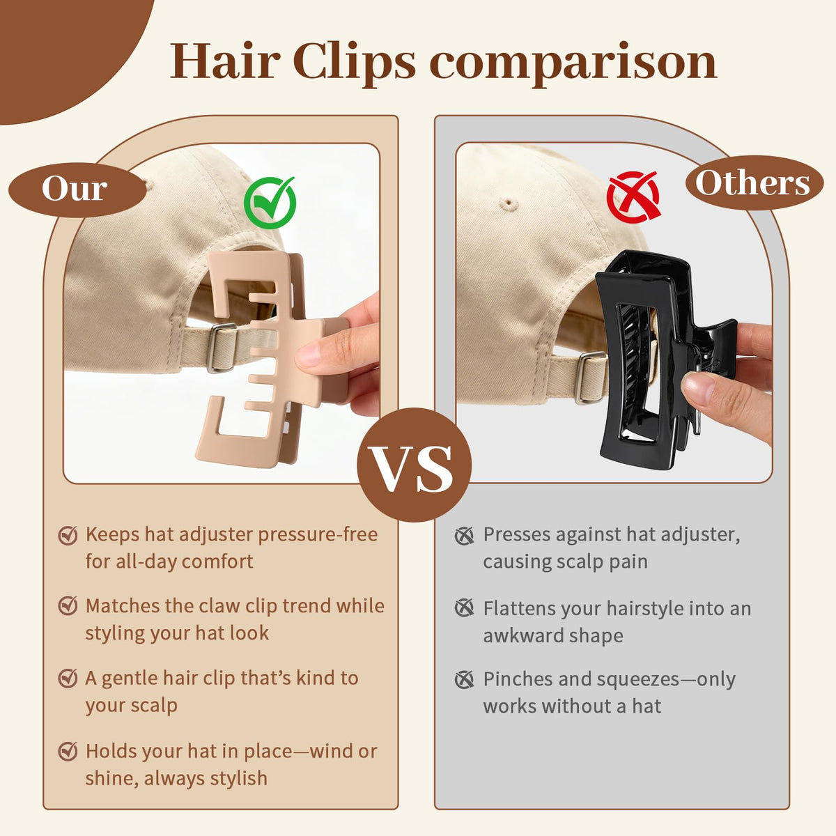 Interesse clip holding thick curly hair showing ample capacity and gentle grip