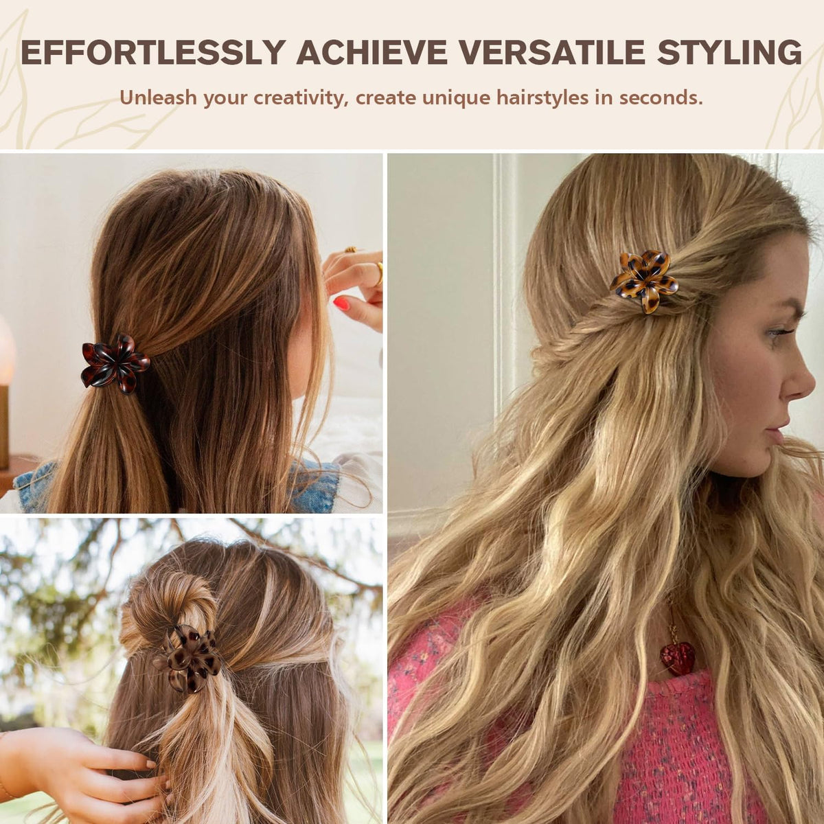 Interesse mini clips holding a half-up hairstyle, secure hold without damage