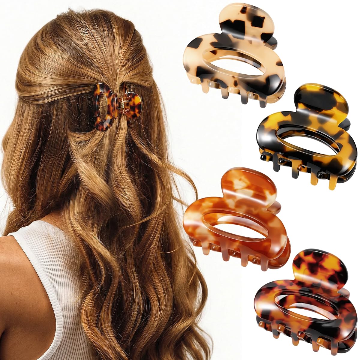 Interesse front packaging showing four mini clips and luxury acetate finish benefit: polished look