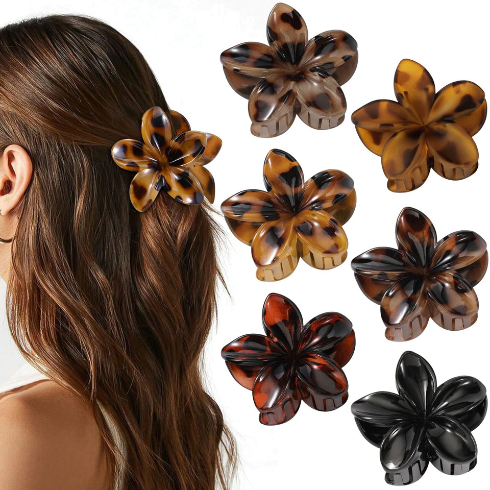 Interesse front view of six flower clips showing pattern and size benefit