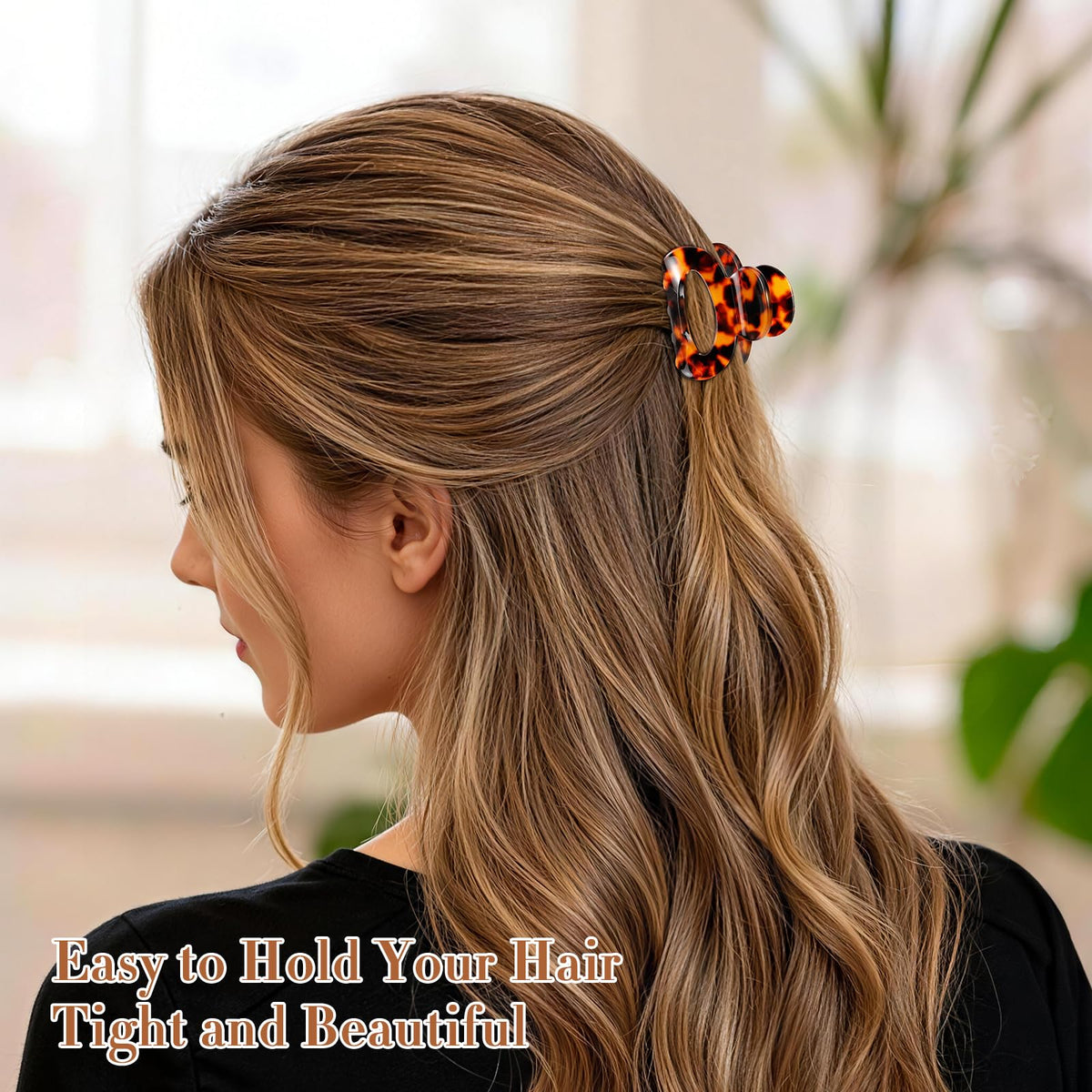 Interesse on model wearing half-up style demonstrating hold and style benefit: neat, effortless look