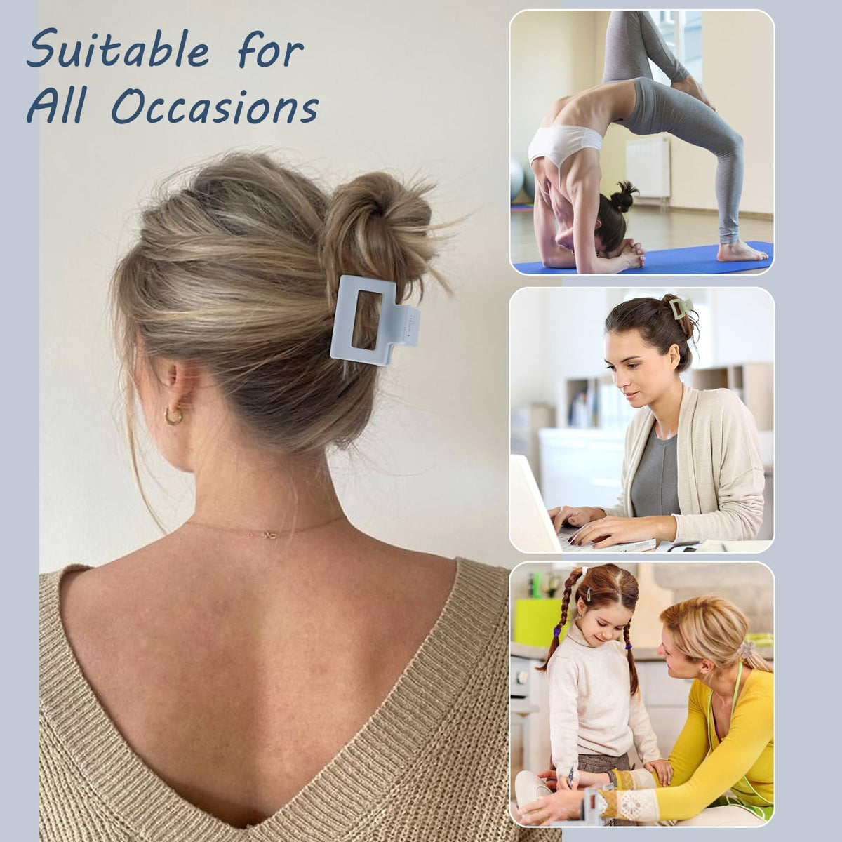 Interesse rectangle and double-row clips laid out, versatile styling options benefit