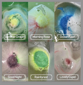 INTEYE close-up of a single bath bomb, highlighting handmade texture and color