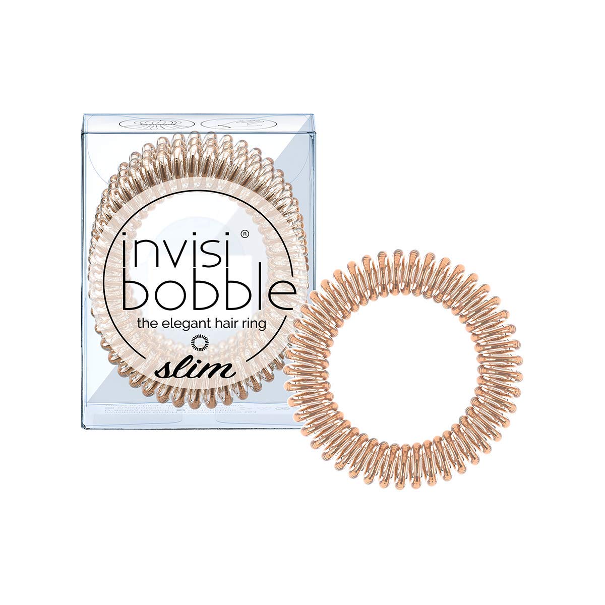 invisibobble SLIM Bronze Me Pretty front pack showing 3 coils and color