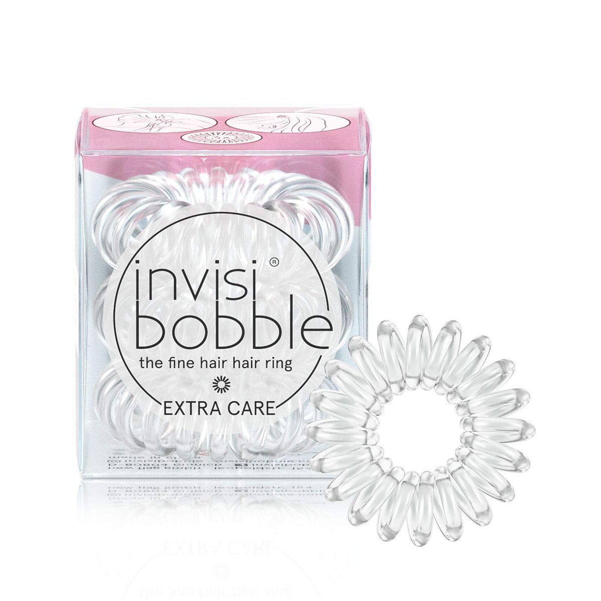 invisibobble clear pack front showing discreet accessory and easy carry benefit