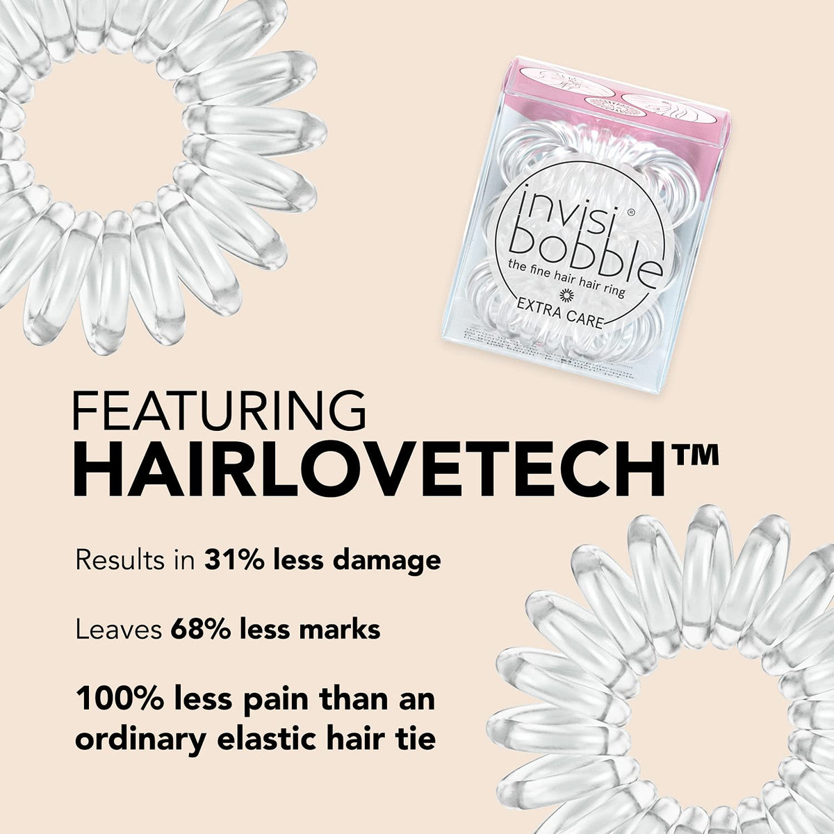invisibobble holding a ponytail in hair with reduced creasing benefit