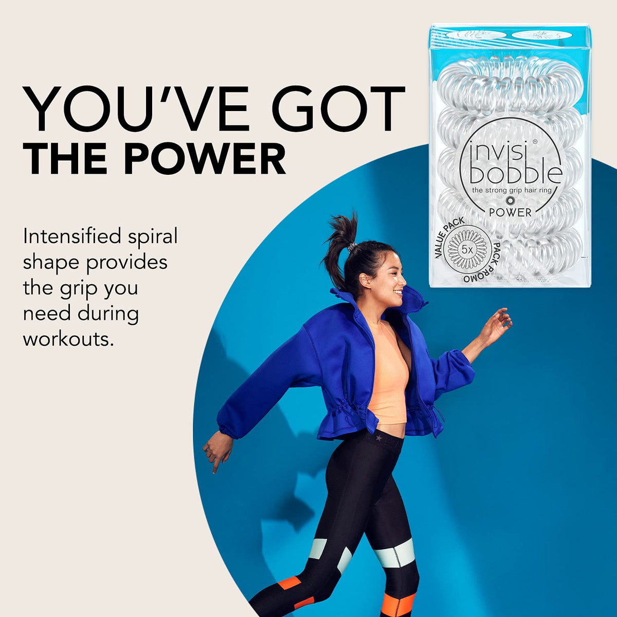 invisibobble worn in high ponytail demonstrating strong secure hold