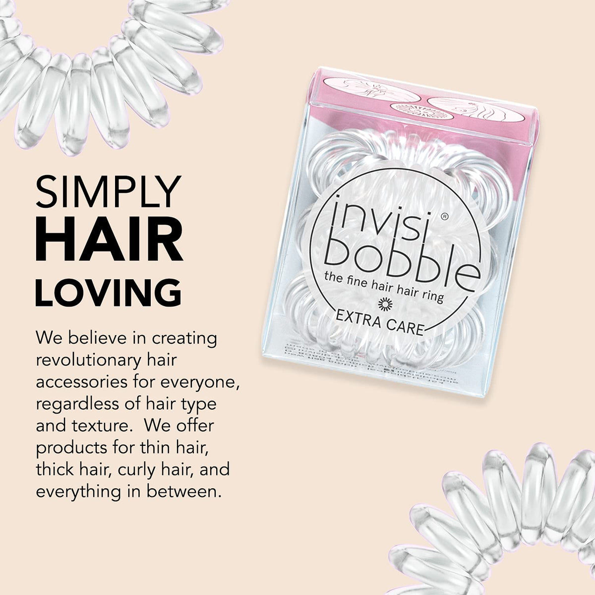 invisibobble next to coin showing size and portability benefit