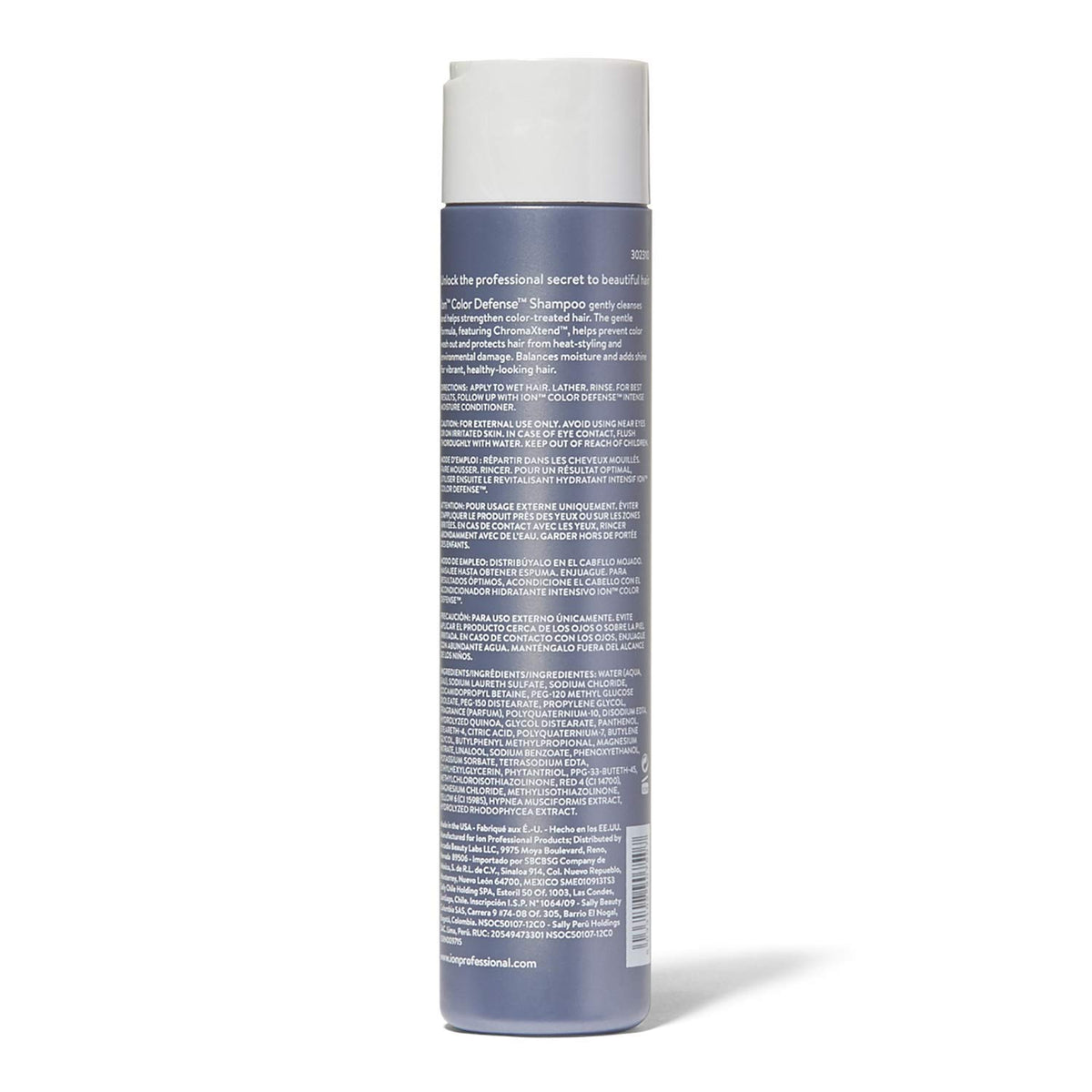 ion shampoo placed on bathroom shelf illustrating salon-finish shine benefit