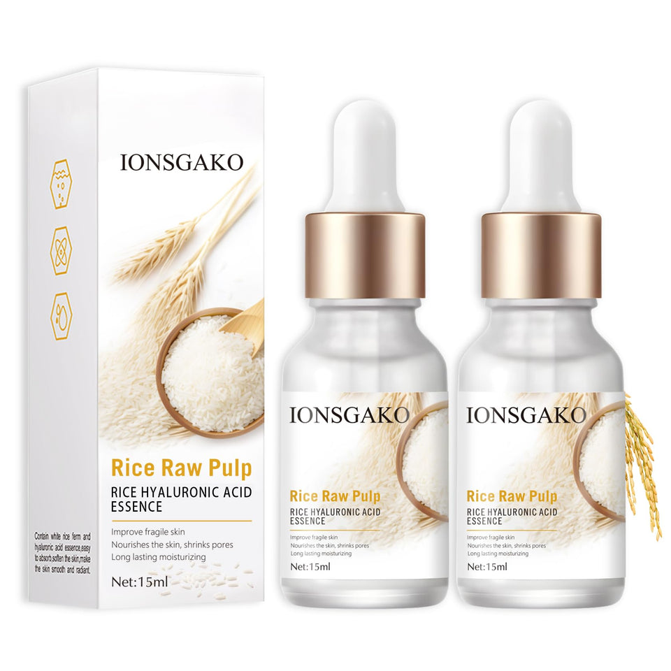 IONSGAKO front packaging showing rice serum and benefits