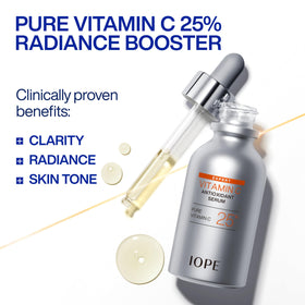 IOPE dropper dispensing serum, showing controlled dosage and easy application
