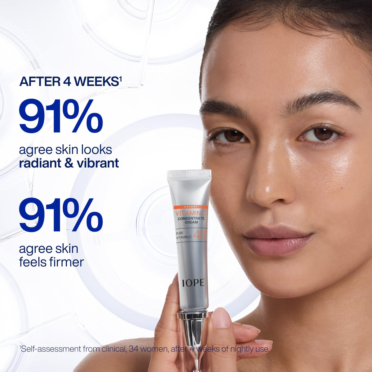 IOPE cream next to coin showing compact travel-friendly 0.67 fl oz