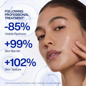 IOPE cream applied to cheek to demonstrate redness-reducing effect