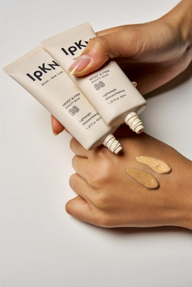 IPKN BB cream beside coin showing 40ml size and travel-friendly benefit