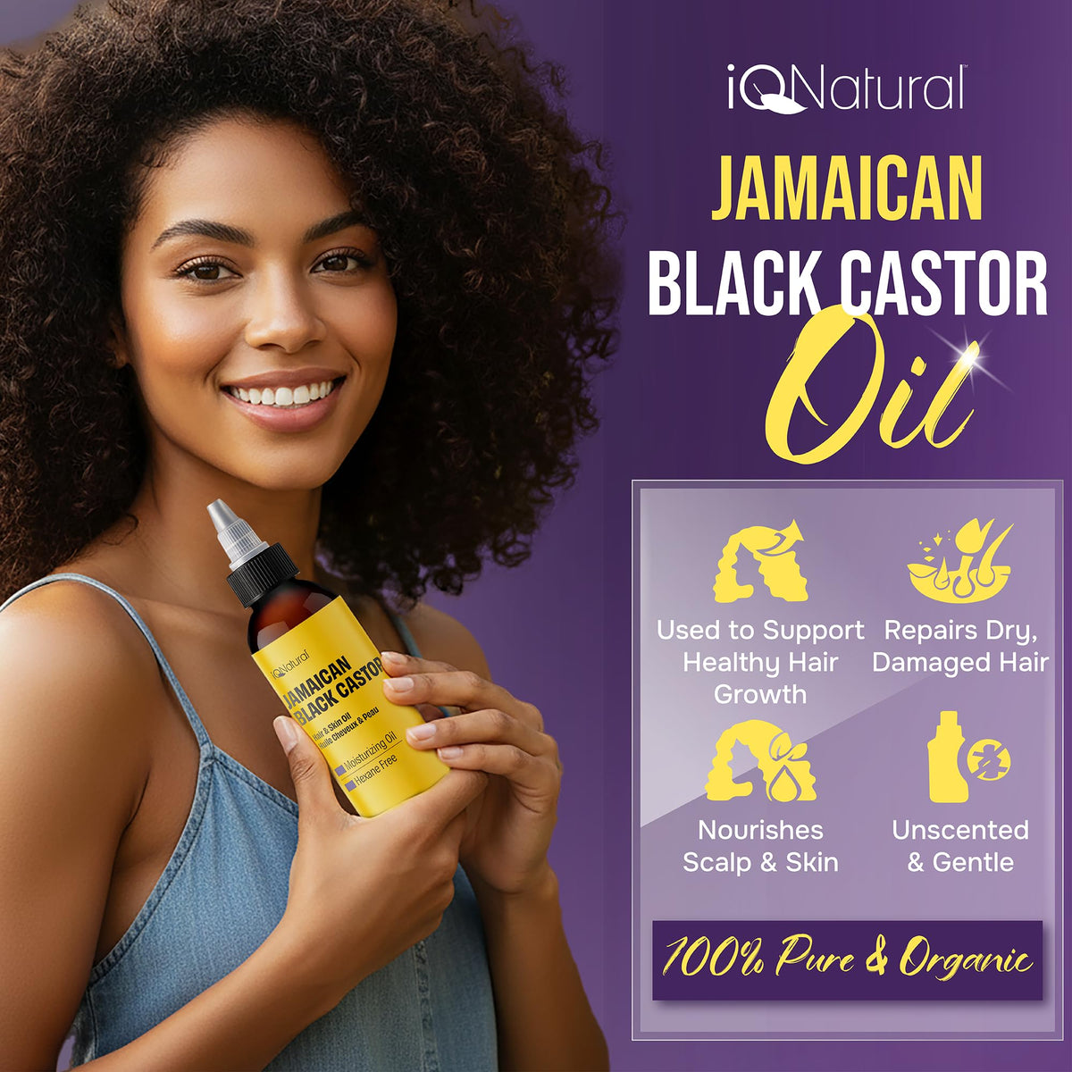IQNATURAL close-up of oil texture pouring to show thickness and nourishing benefit