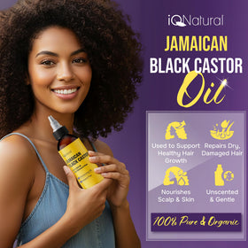 IQNATURAL close-up of oil texture pouring to show thickness and nourishing benefit