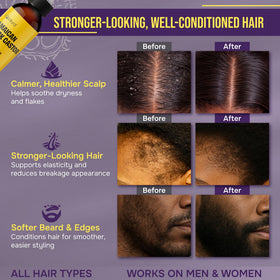 IQNATURAL before and after hair ends sealed to illustrate reduced frizz benefit