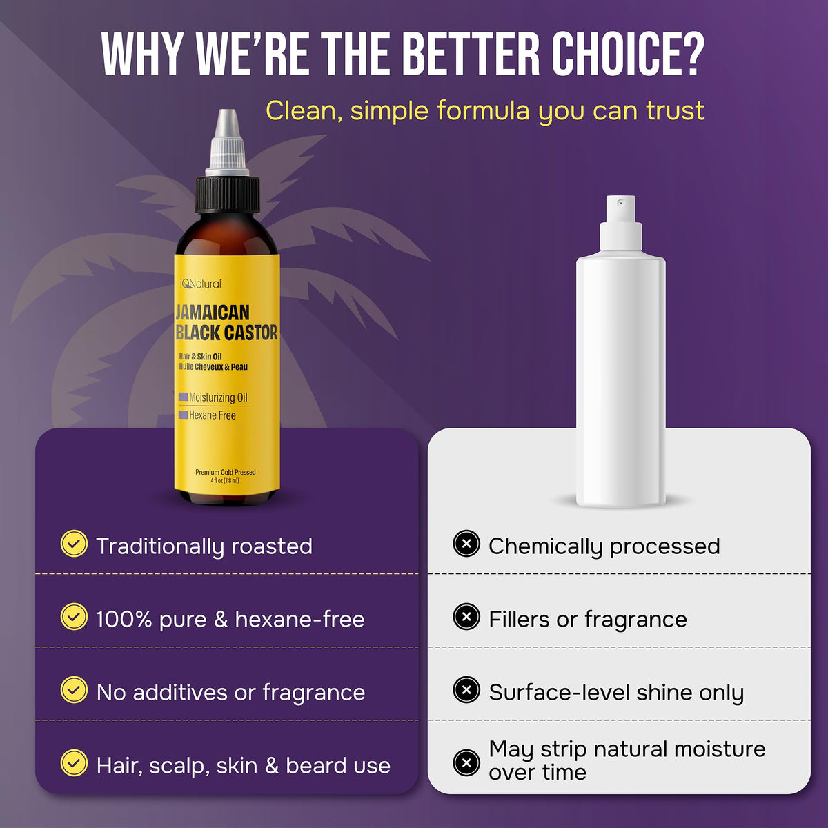 IQNATURAL bottle in hand for size comparison to show 4oz travel-friendly benefit
