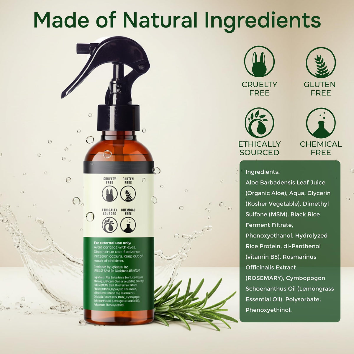IQNATURAL texture on hair strand close-up showing lightweight hydration effect