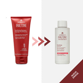 IRALTONE shampoo staged in bathroom suggesting daily use and stronger, healthier hair
