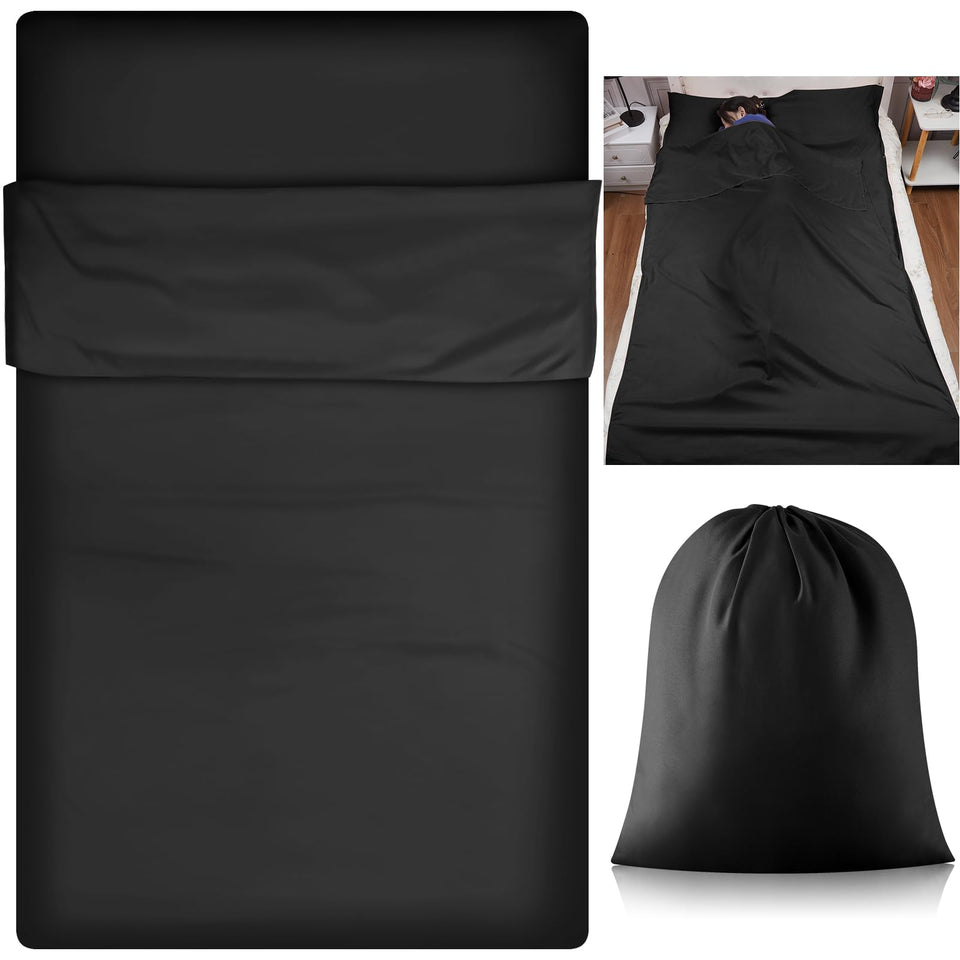 Irenare front view of black sleep sack showing full-body protection and convenience