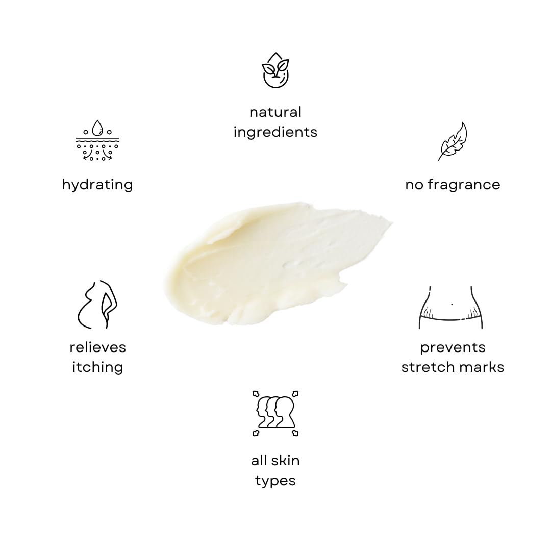 Irene Organics application on belly demonstrating soothing hydration benefit