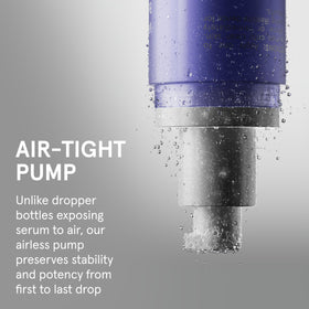 iRestore airless pump close-up preserving serum potency and freshness