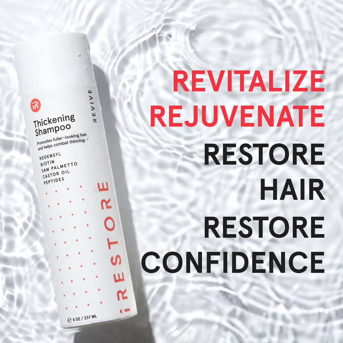 iRestore before and after scale graphic showing fuller-looking results