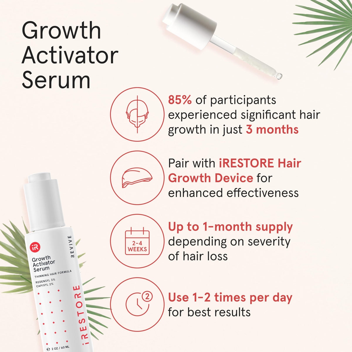 iRestore close-up of label highlighting clean formula benefits